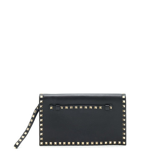 Valentino Garavani Rockstud Leather Clutch Black