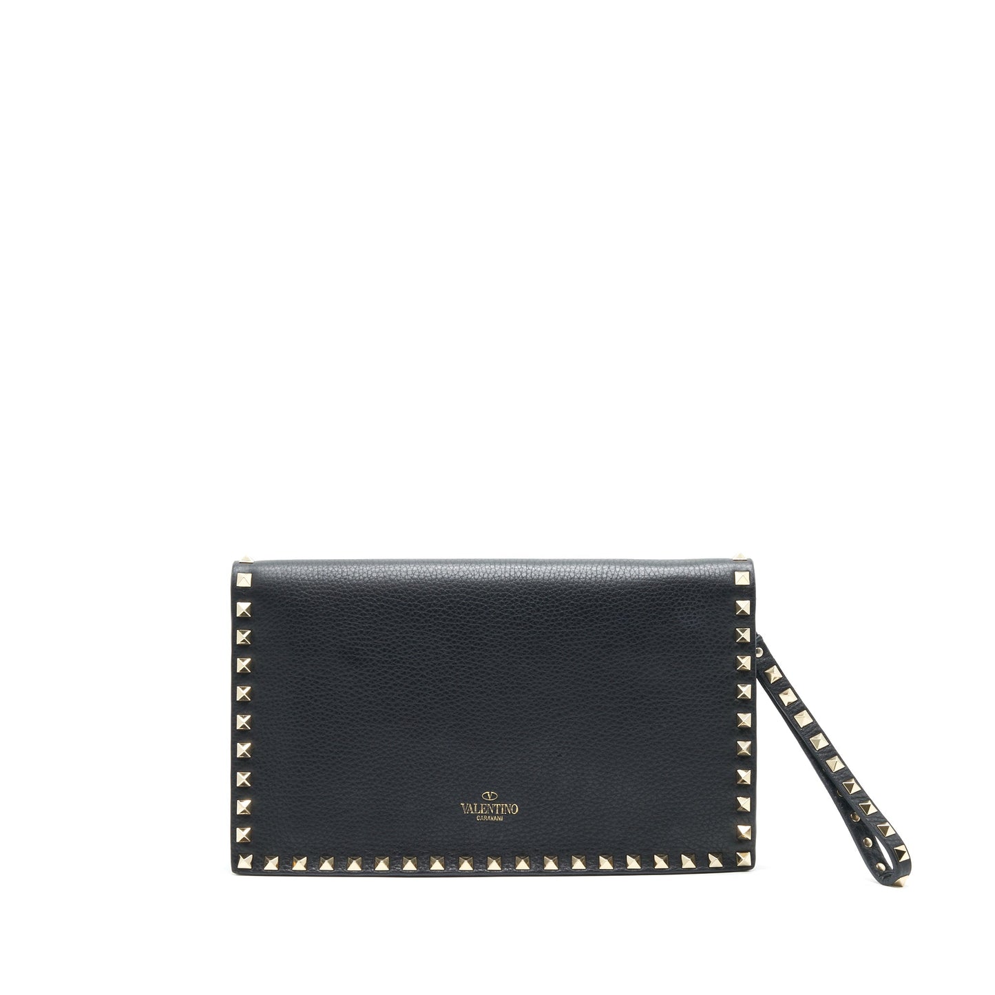 Valentino Garavani Rockstud Leather Clutch Black