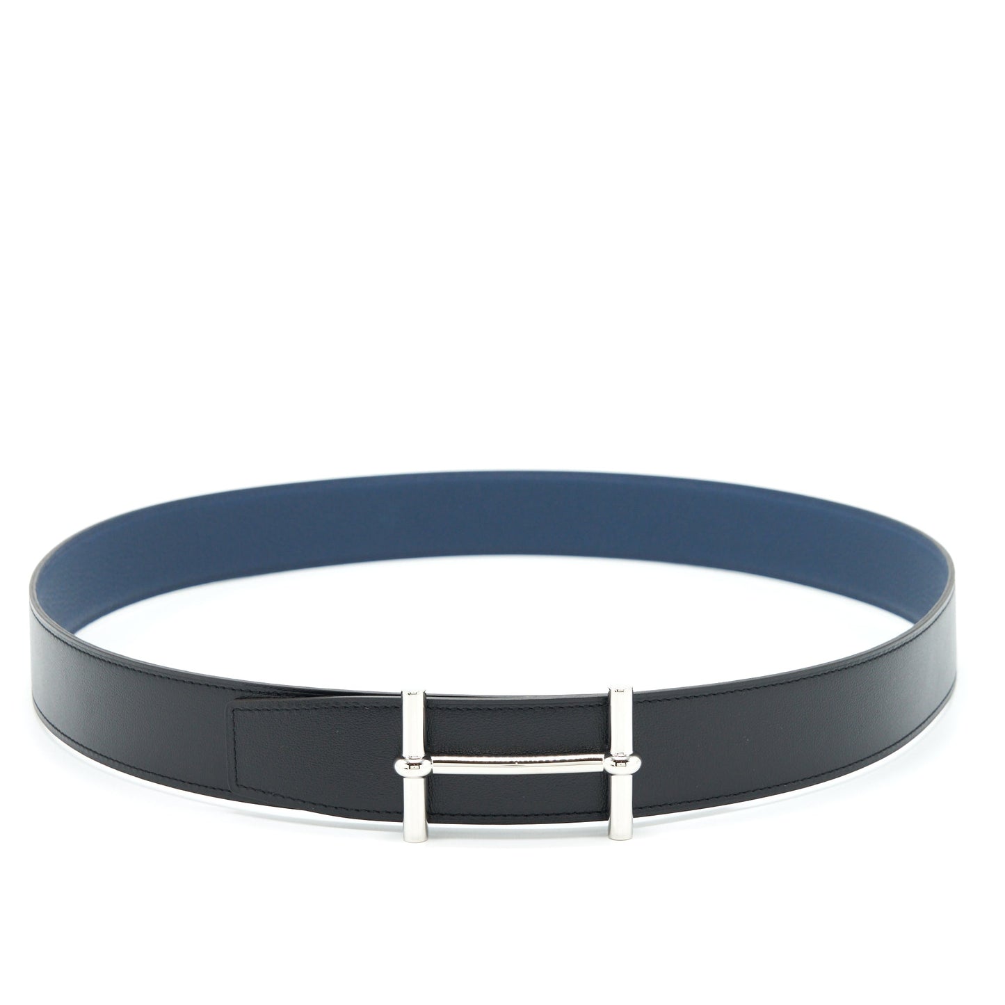 Hermes 100cm Men’s Belt 38mm Black/ Dark Blue SHW