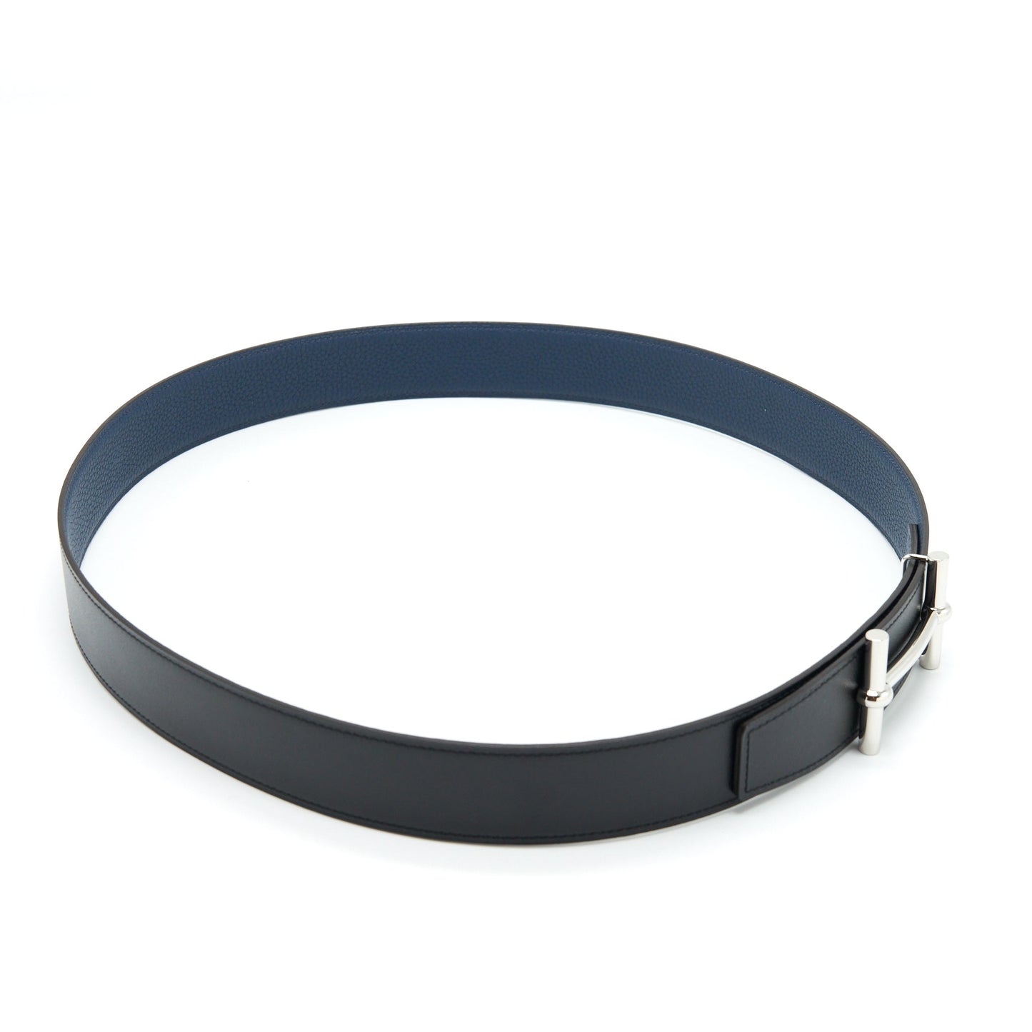 Hermes 100cm Men’s Belt 38mm Black/ Dark Blue SHW