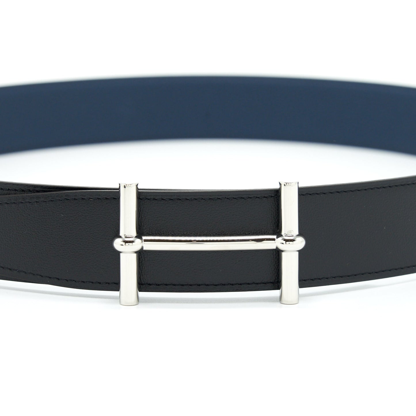 Hermes 100cm Men’s Belt 38mm Black/ Dark Blue SHW
