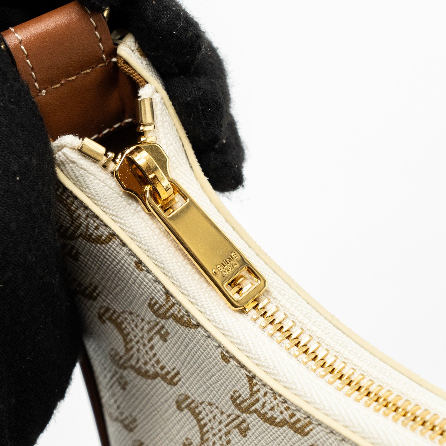 Celine Ava Bag Triomphe Canvas/ Calfskin White