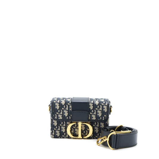 Dior 30 Montaigne Mini Box Bag Blue Oblique