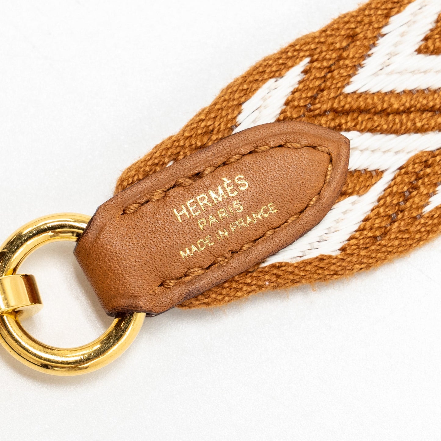 Hermes 110cm Shoulder Strap Canvas / Leather Brown / Multicolour GHW Stamp D