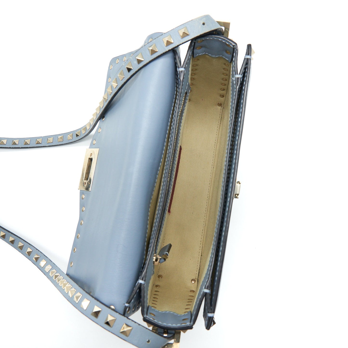 Valentino Rockstud Flap Crossbody Bag Light Blue LGHW