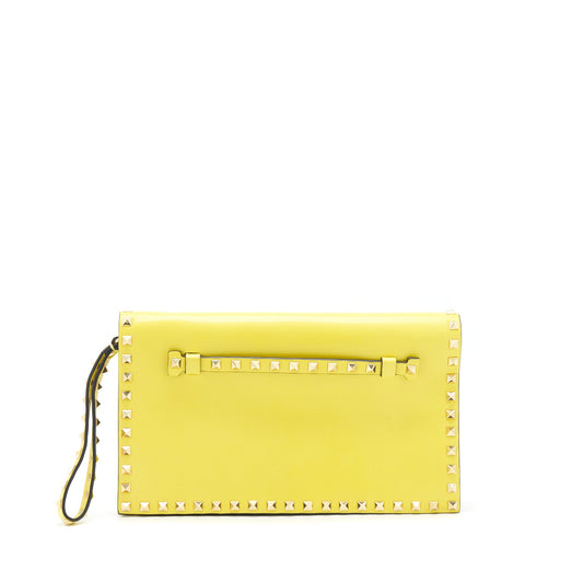 Valentino Rockstud Clutch Bag Yellow GHW