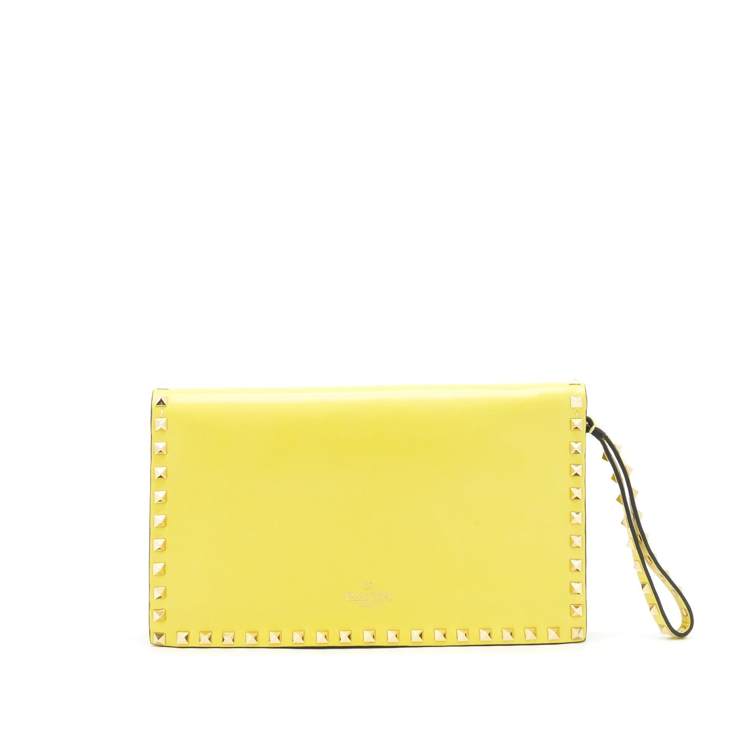Valentino Rockstud Clutch Bag Yellow GHW