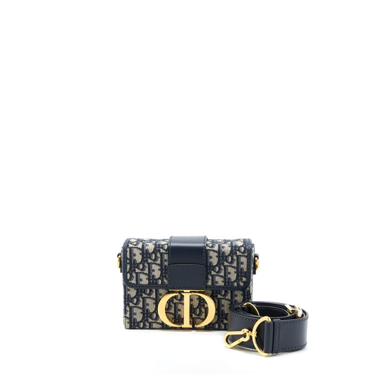 Dior 30 Montaigne Mini Box Bag Blue Oblique