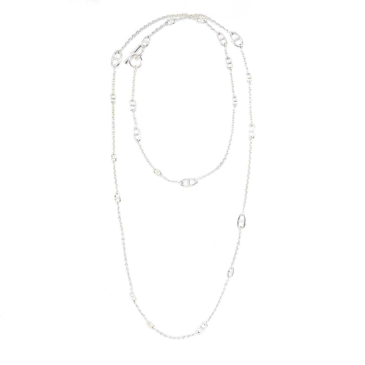 Hermes 160cm Farandole Long Necklace Silver Tone