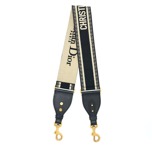 Dior Canvas Embroidered Shoulder Strap Black/White