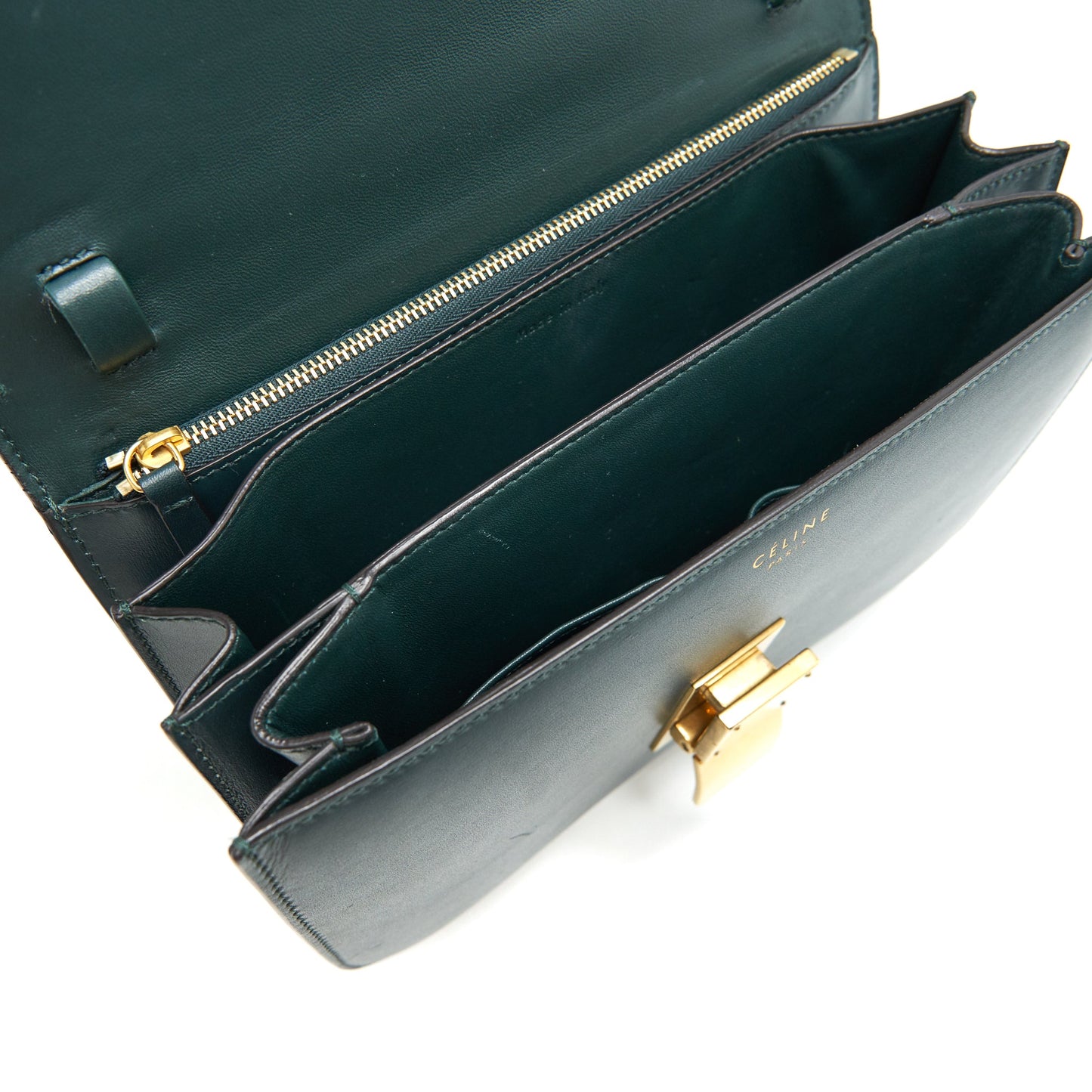 Celine Box Amazon Green calfskin Leather