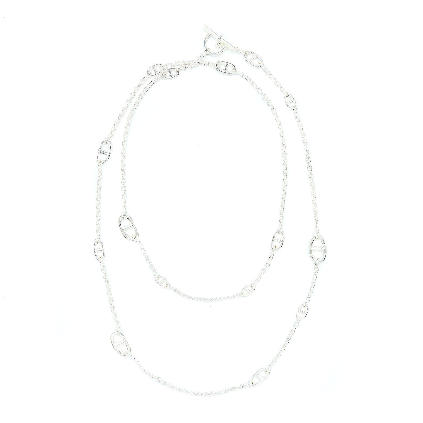 Hermes 120cm Farandole Long Necklace Silver Tone