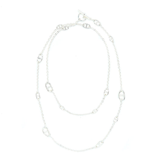 Hermes 120cm Farandole Long Necklace Silver Tone
