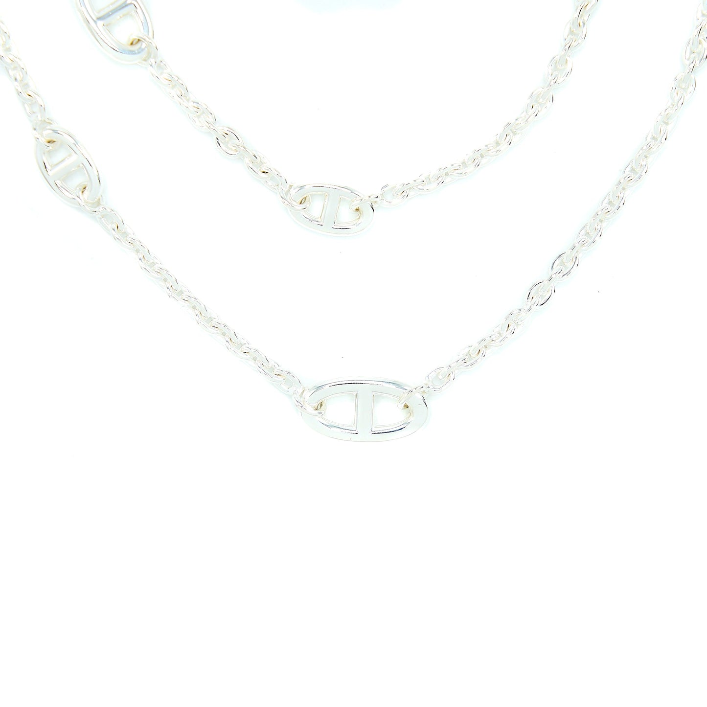 Hermes 120cm Farandole Long Necklace Silver Tone