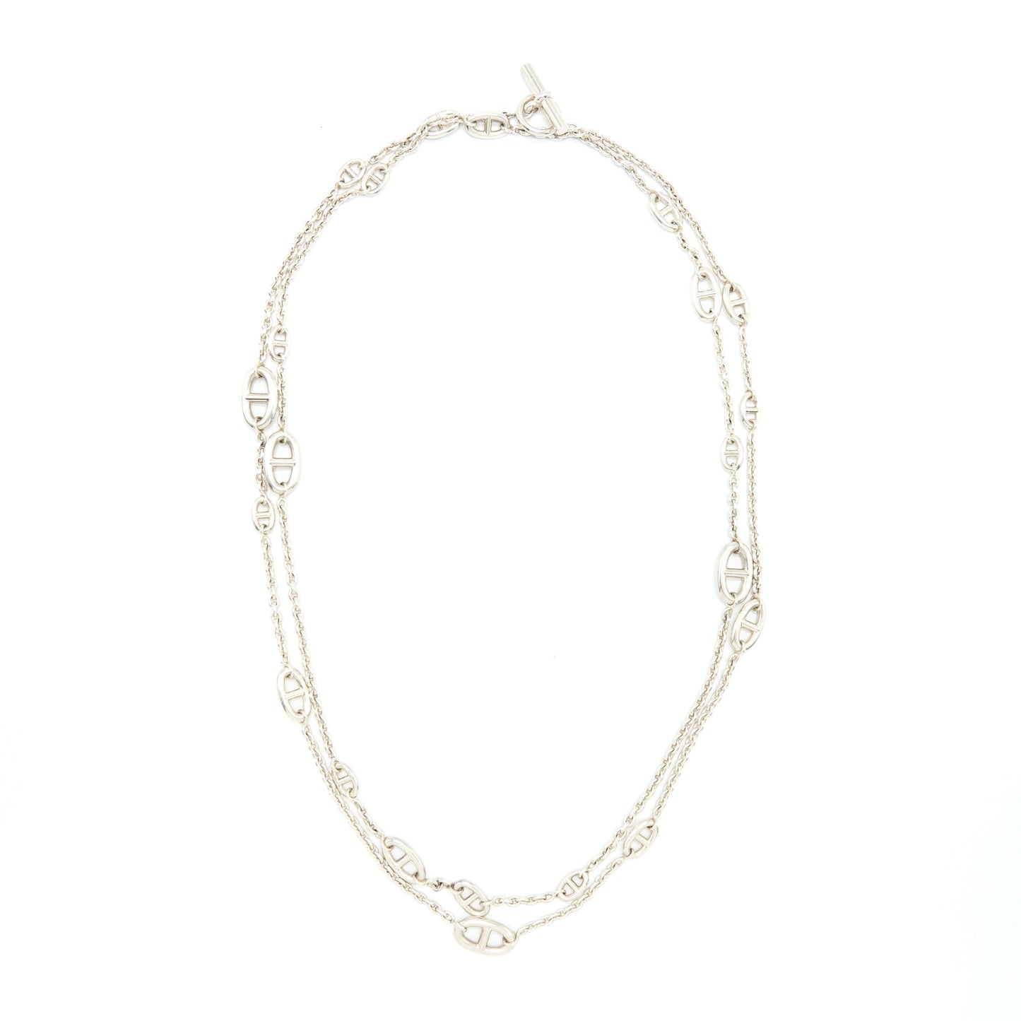 Hermes 160cm Farandole Long Necklace Silver Tone
