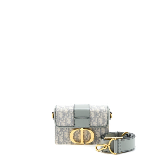 Dior 30 Montaigne Mini Box Bag Grey Oblique Jacquard