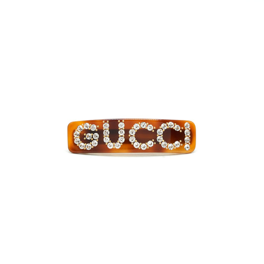GUCCI Tortoiseshell Crystal Barrette