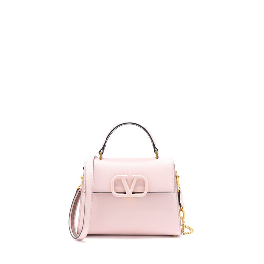Valentino Small Vsling Top Handle Bag Grainy Calfskin Pink Brushed GHW