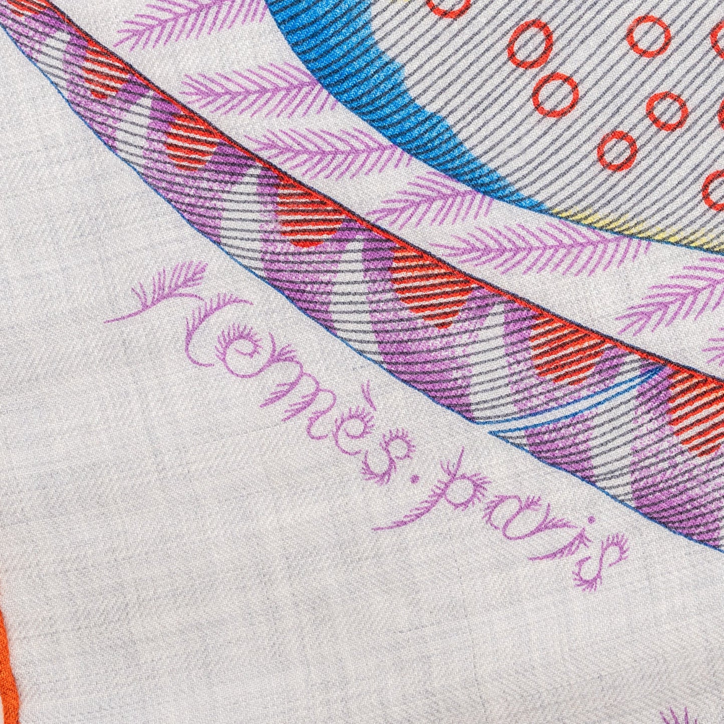 Hermes 140cm Soie Plumes En Fete Scarf Cashmere Chine/mauve/rose