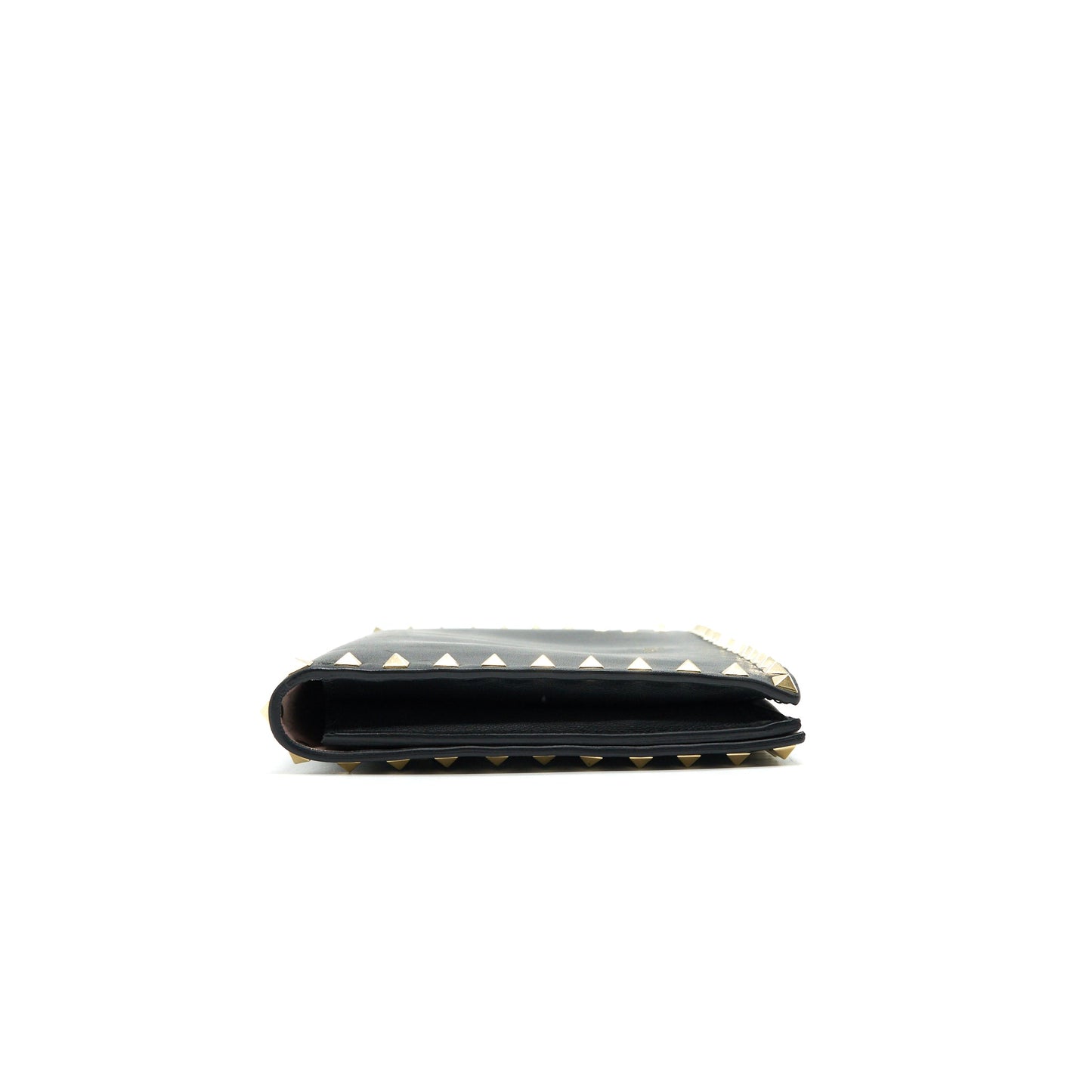 VALENTINO GARAVANI ROCKSTUD LEATHER CLUTCH BAG BLACK