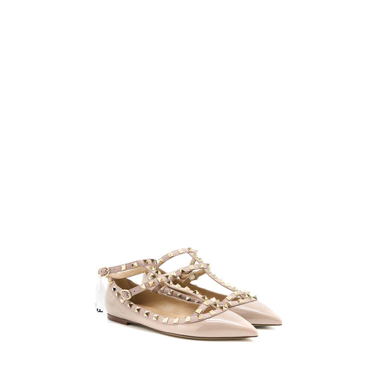 Valentino Size 38 Garavani Rockstud Ballet Flat Caged Patent Light Pink LGHW