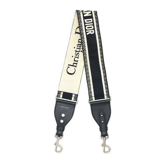 Dior Canvas Embroidered Shoulder Strap Black/White