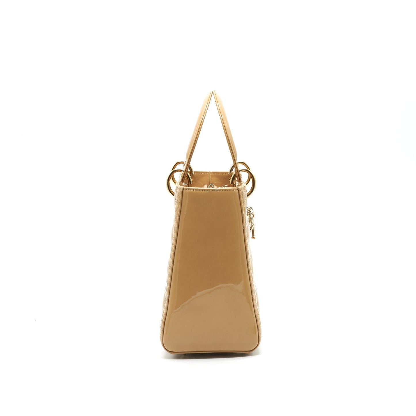 Christian Dior Medium Lady Dior Patent Leather Beige