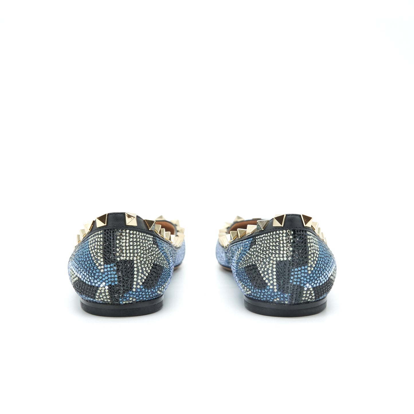 Valentino Size 35 Crystal Rockstud Flat Multicoloure