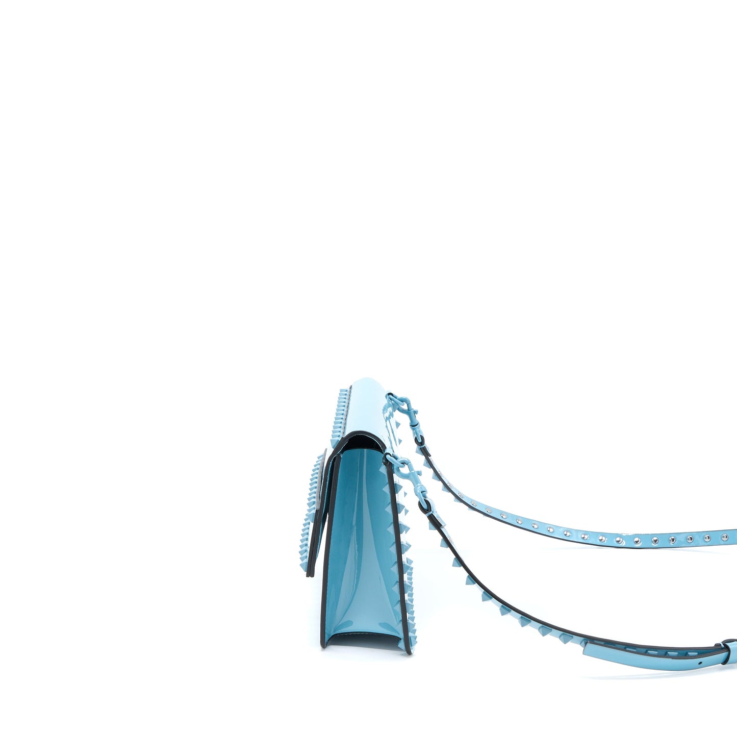 Valentino Rockstud Bag Patent Blue with Blue Hardware