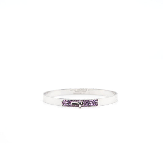 Hermes 18K White Gold Pink Sapphire PM Bracelet Size ST