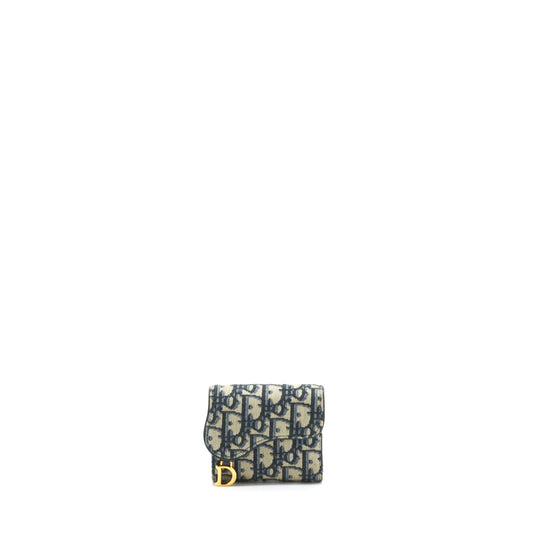 Dior Saddle Small Wallet Blue Oblique Canvas