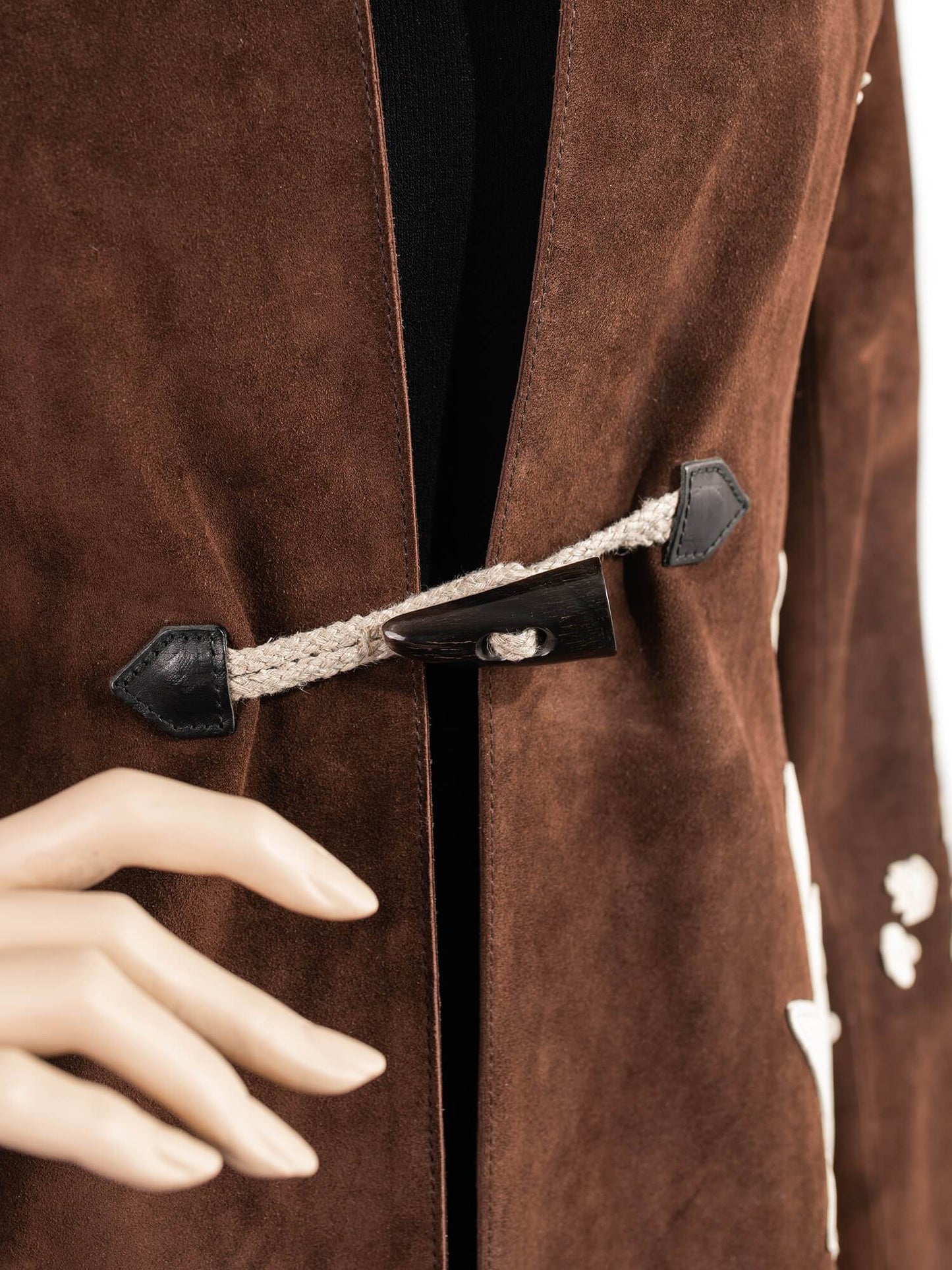 Dolce & Gabbana Couture Suede Leather Embroidered Coat Brown
