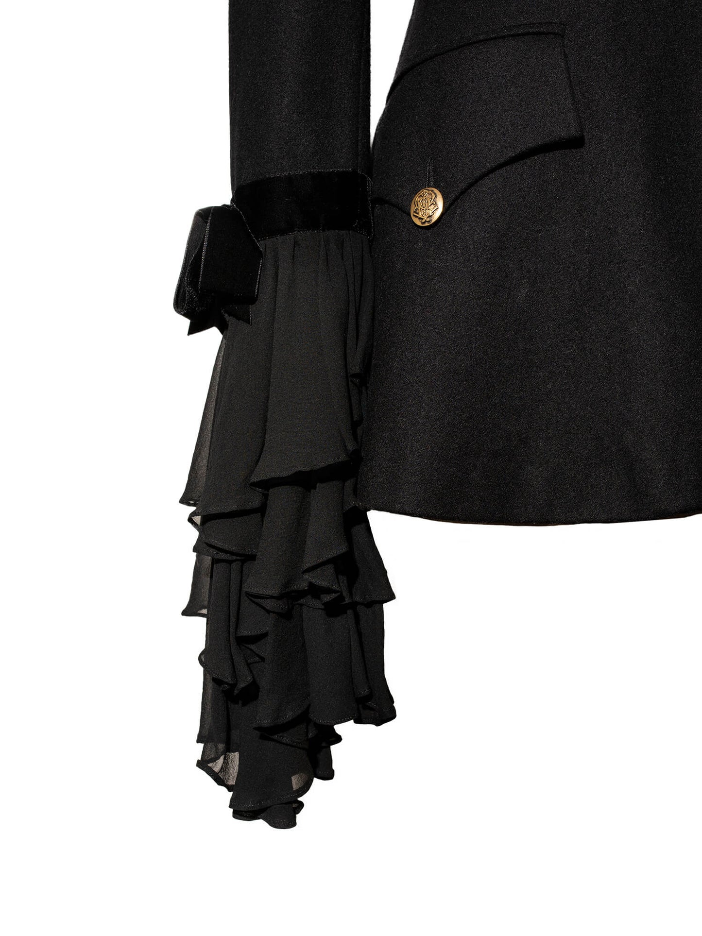 Dolce & Gabbana Couture Wool Silk Military Jacket Black