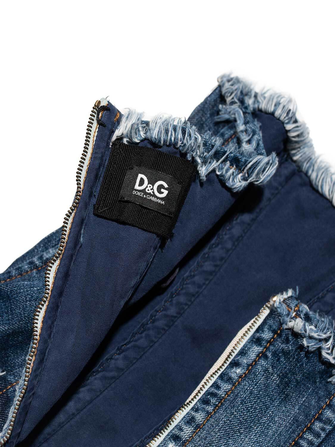 Dolce & Gabbana Denim Sleeveless Ruffle Mini Dress Blue
