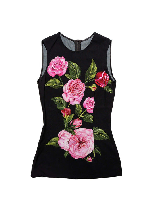 Dolce & Gabbana Fitted Floral Top Black