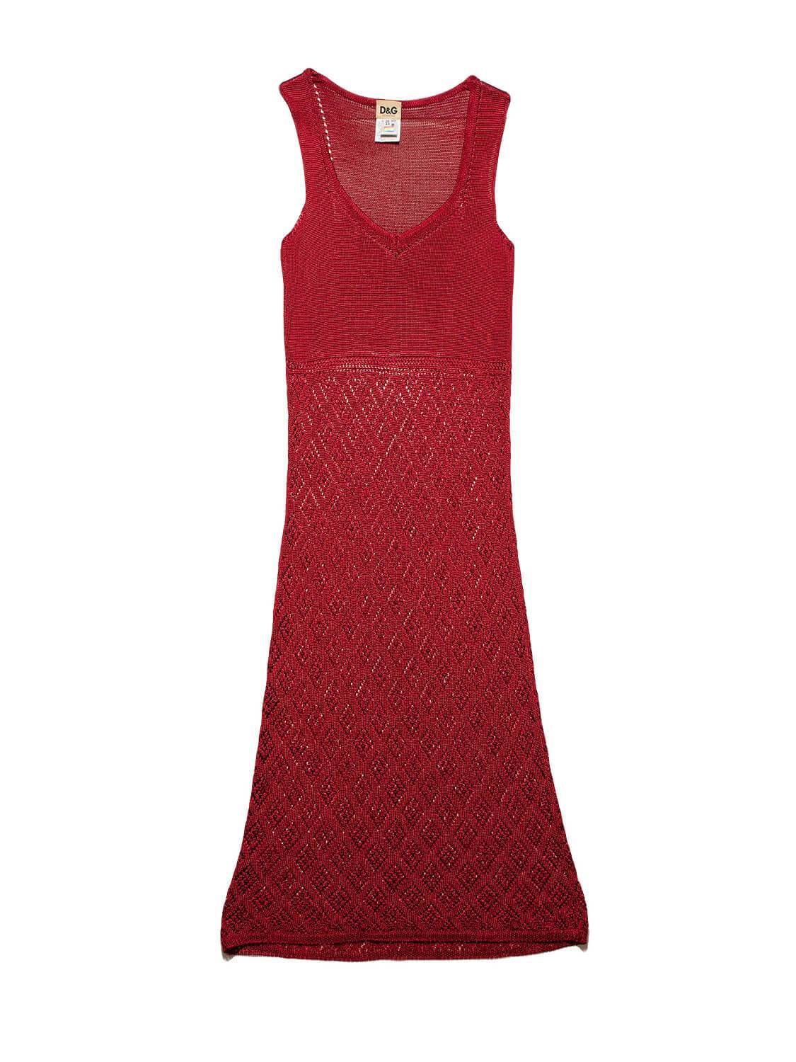 Dolce & Gabbana Knit Midi Dress Red