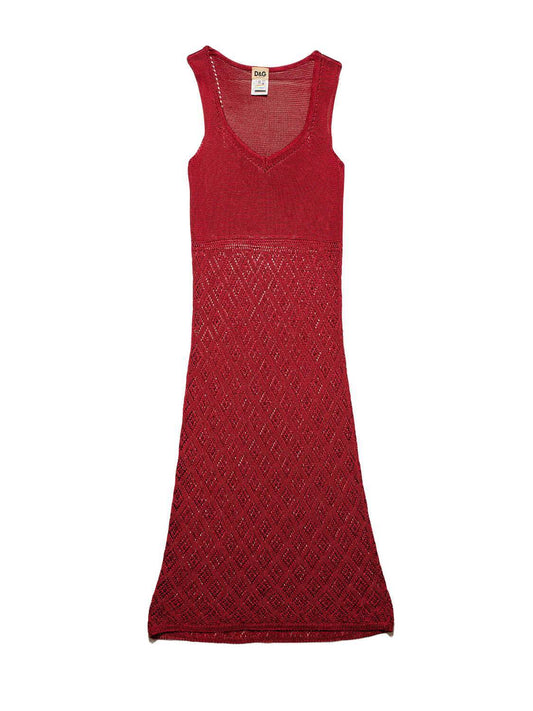 Dolce & Gabbana Knit Midi Dress Red