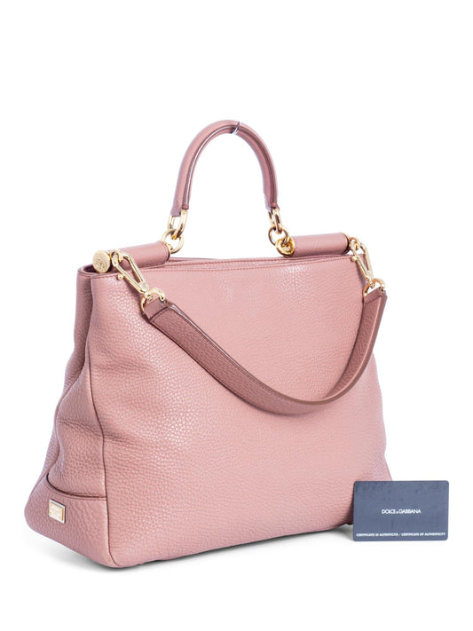 Dolce & Gabbana Leather Miss Sicily Bag Dusty Rose