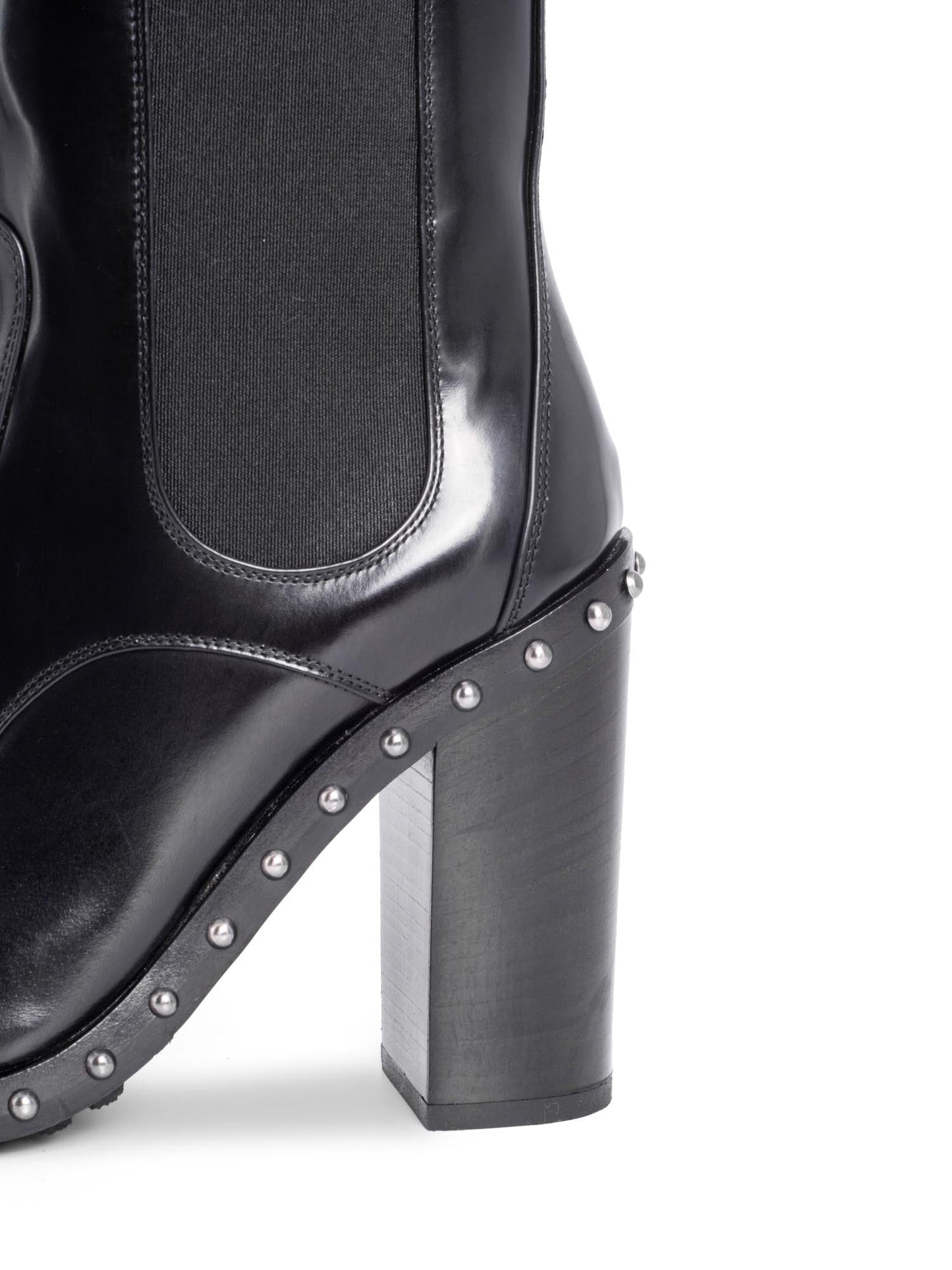 Dolce & Gabbana Leather Studded Platform Ankle Boots Black