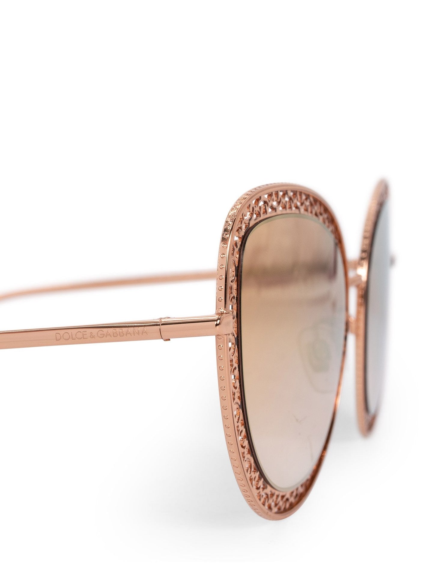Dolce & Gabbana Mirror Oversized Cat Eye Sunglasses Gold
