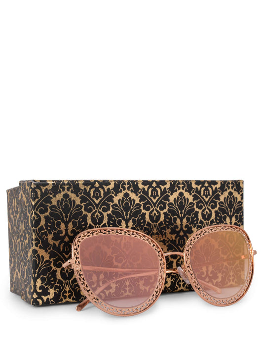 Dolce & Gabbana Mirror Oversized Cat Eye Sunglasses Gold