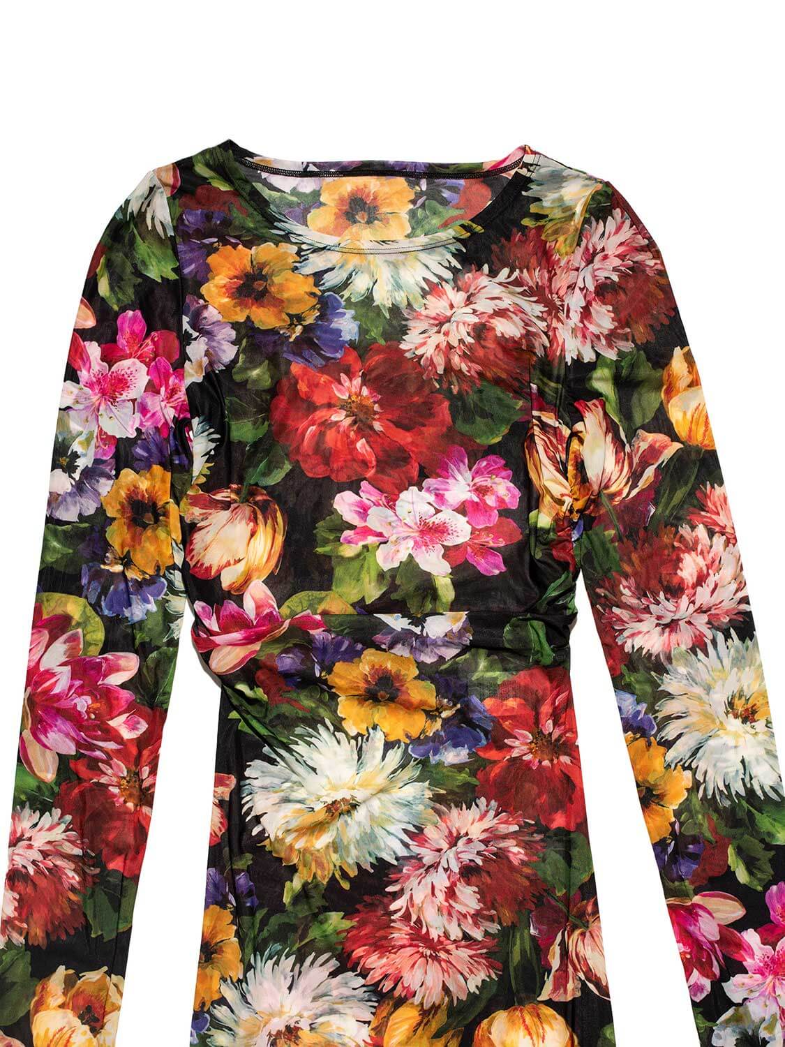 Dolce & Gabbana RUNWAY Floral Mesh Maxi Dress Multicolor