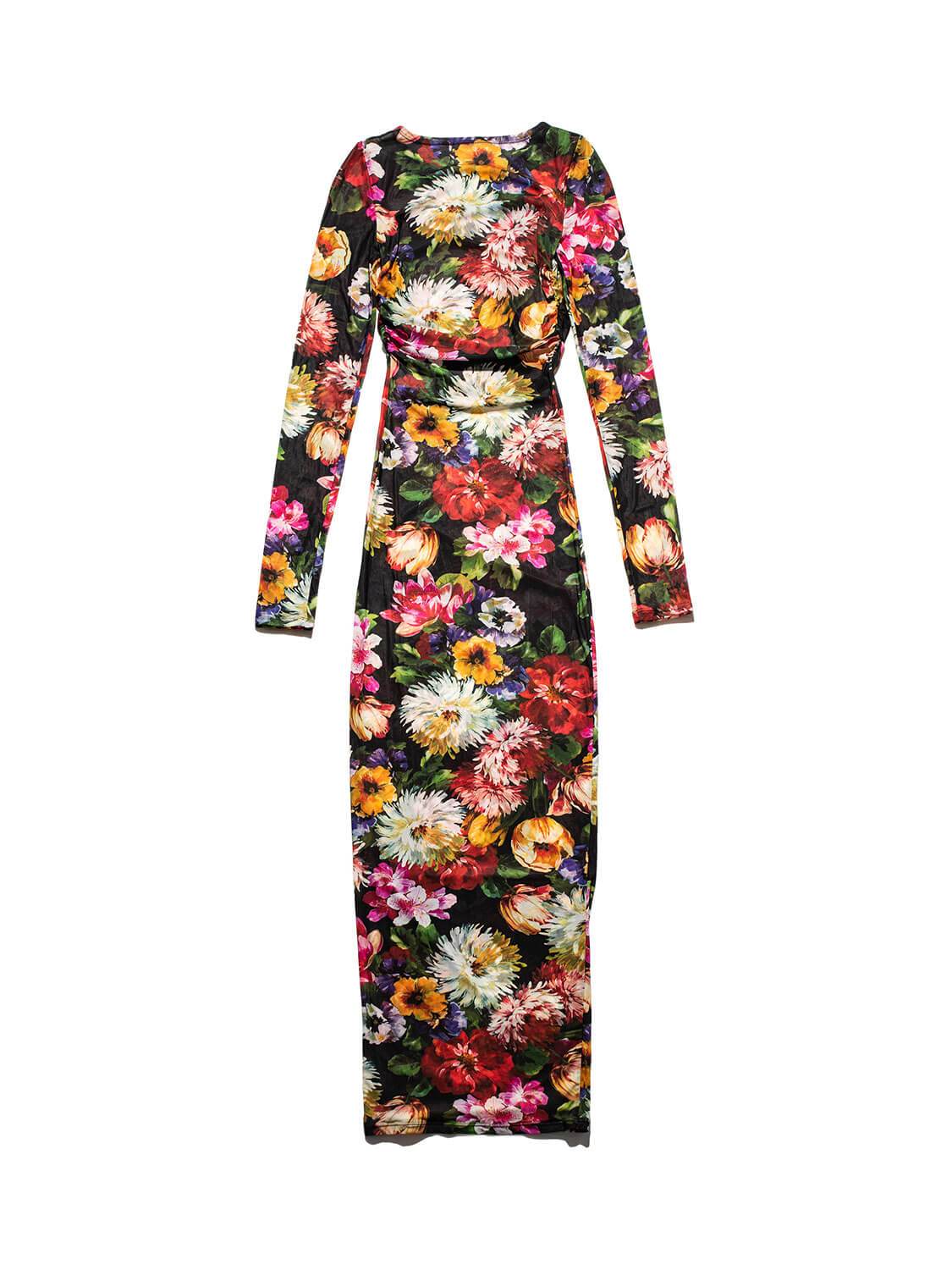 Dolce & Gabbana RUNWAY Floral Mesh Maxi Dress Multicolor