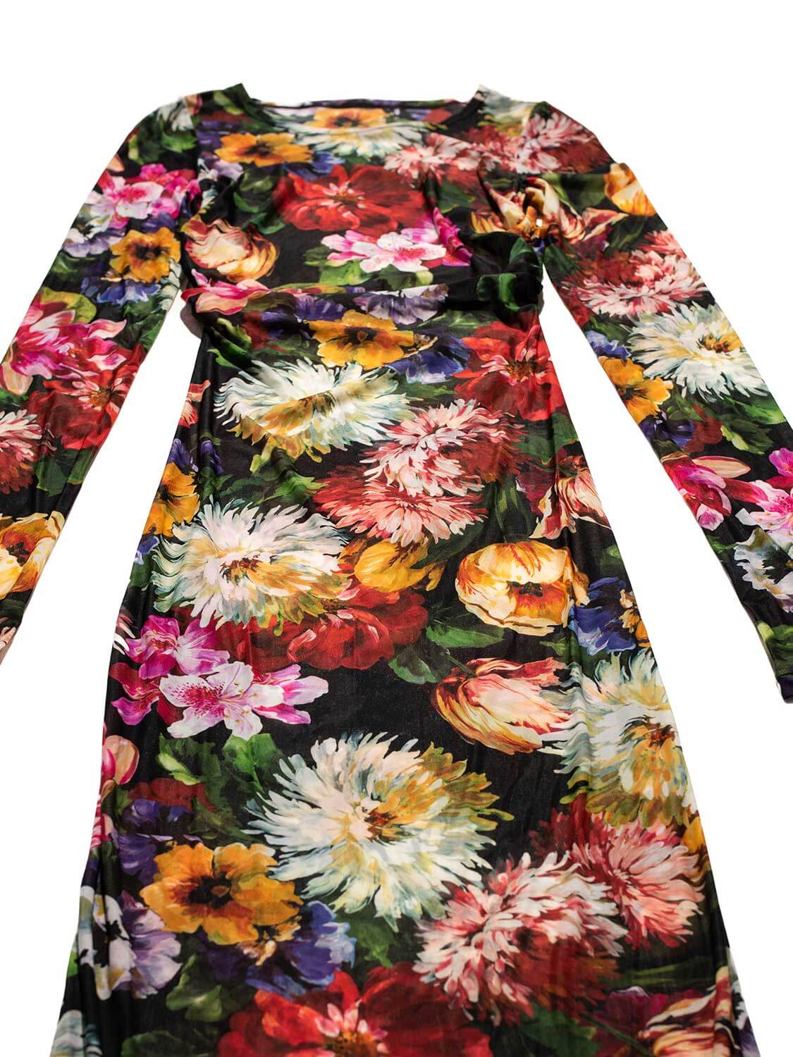 Dolce & Gabbana RUNWAY Floral Mesh Maxi Dress Multicolor