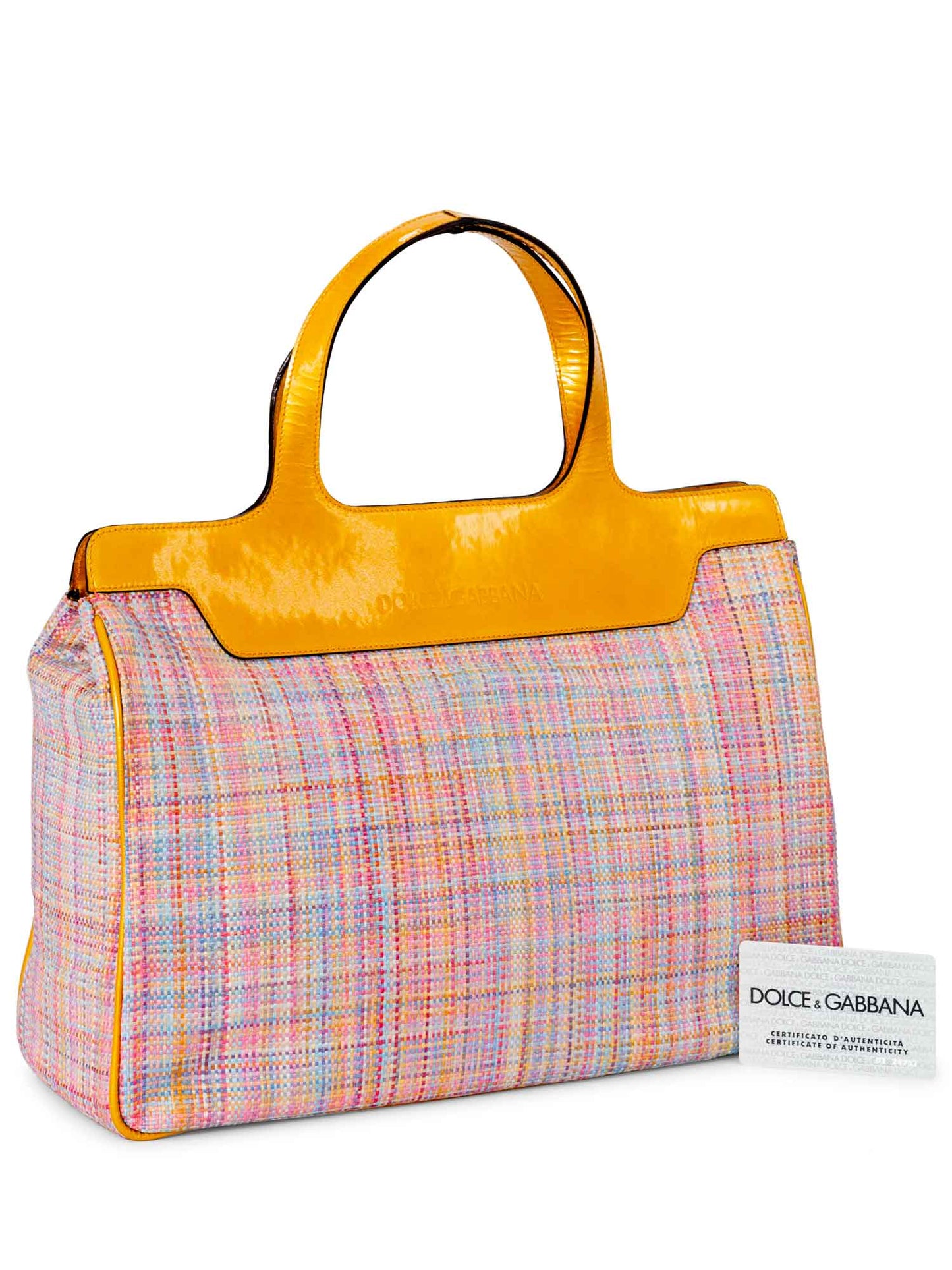 Dolce & Gabbana Raffia Straw Woven Handbag Yellow