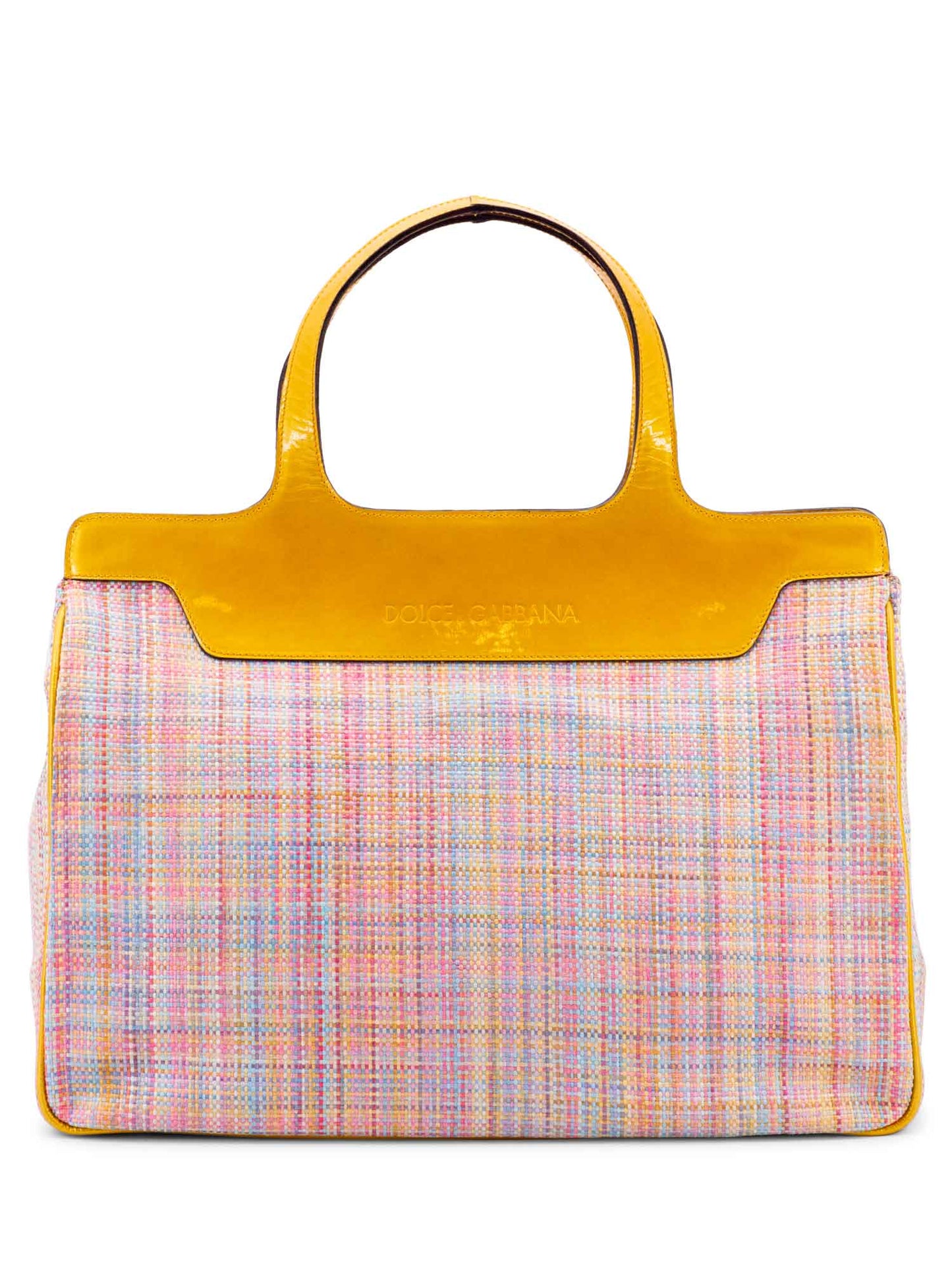 Dolce & Gabbana Raffia Straw Woven Handbag Yellow
