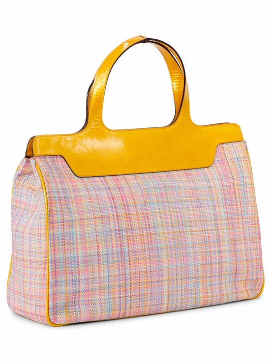 Dolce & Gabbana Raffia Straw Woven Handbag Yellow