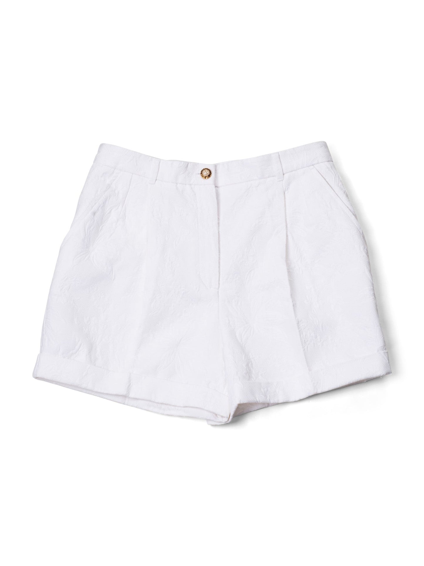 Dolce & Gabbana Runway Cotton Pleated Shorts White