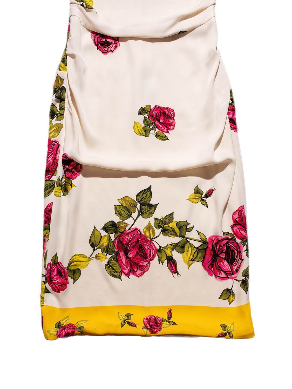 Dolce & Gabbana Silk Midi Ruched Floral Dress Multicolor