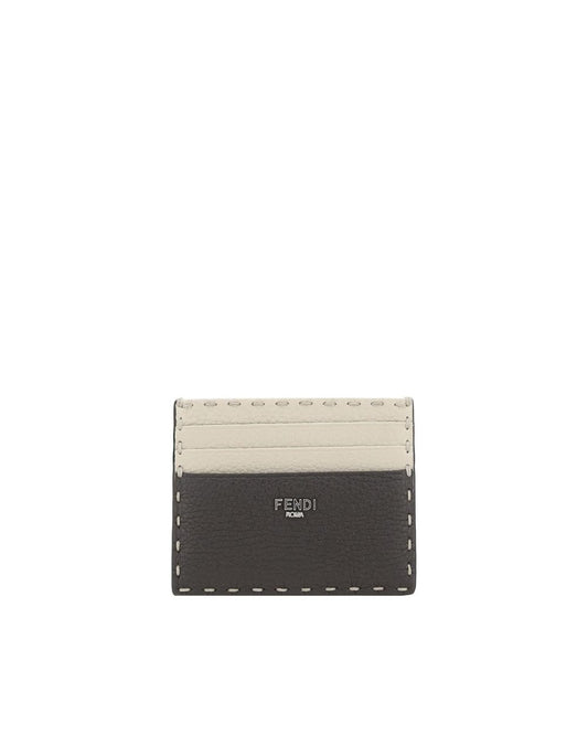 Fendi Card Holder Leather TwoTone Men Multicolor Wallets & Pouches Multicolor